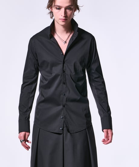 Loan Stand Collar Side Rib Shirt(Black)