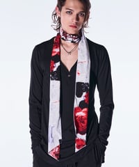 Goth Flora Suede Satin StoalーWhite