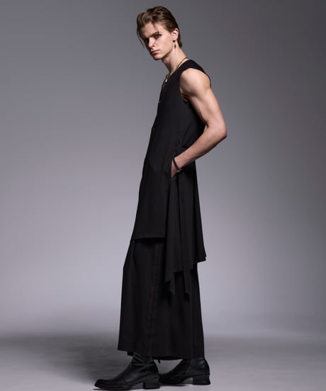 Crape Long Flare Vest