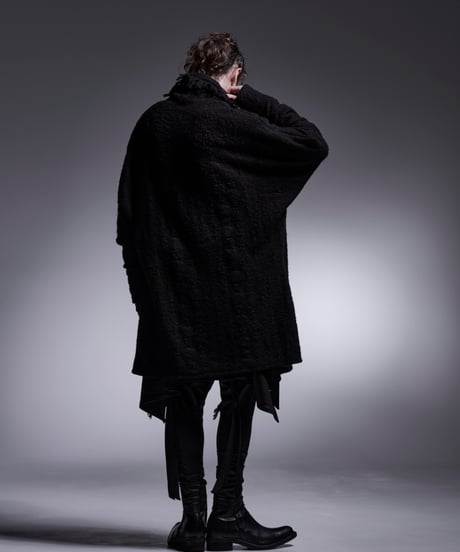 Damage Border Dolman Fringe Cardigan (BK)