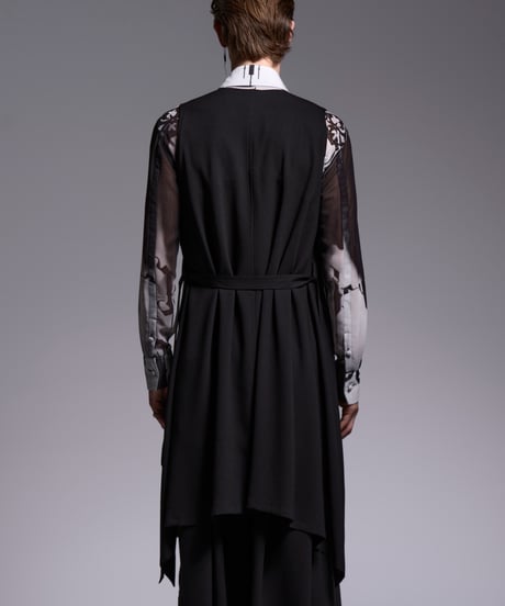 Crape Long Flare Vest