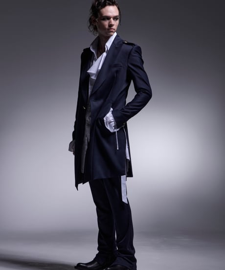 Kersey Jersey Epaulet Peacked Long Jacket (Navy)