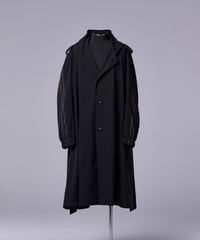 Line Big Silhouette Hoodie Sustainable Tuffeta(Black＆Black)
