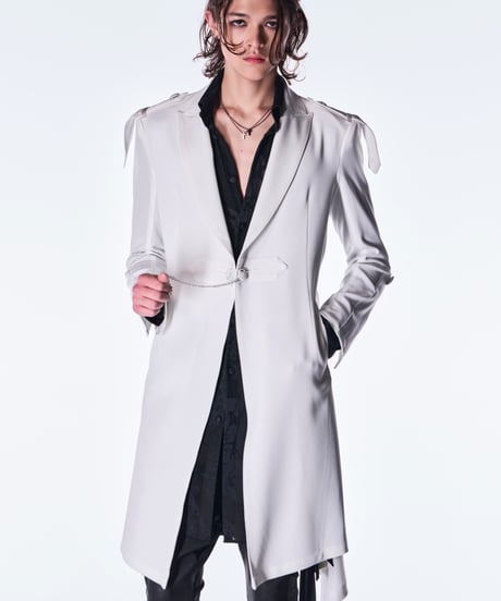 Back Satin Goth Flare Jacket Ⅱ-White