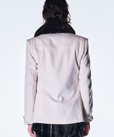 Beaver Fur Napoleon Jacket -White