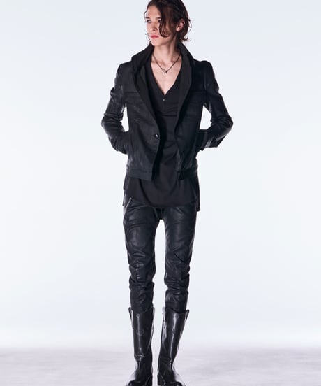 Combination Denim Coating Curve Pants