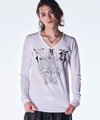 BEATENJIKU V-Neck-T-Shirt-White