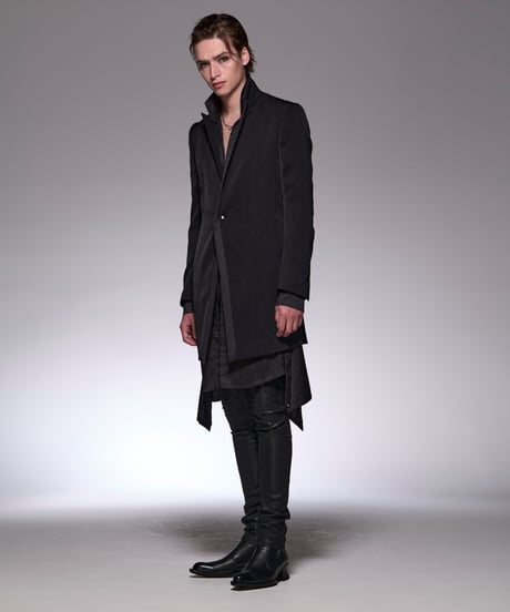 Suede Satin Triming Peacked Jacket