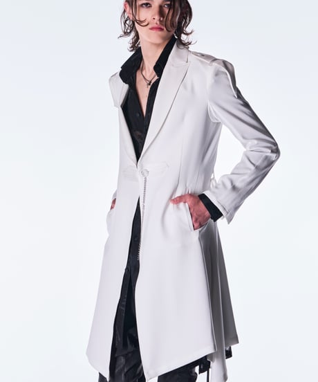 Back Satin Goth Flare Jacket Ⅱ-White