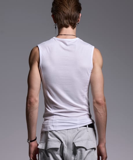 BEATENJIKU Henry Neck Tank Top (White)