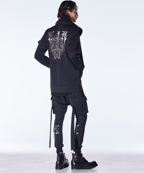 Double Knit Jersey Stand Collar Blouson-Black