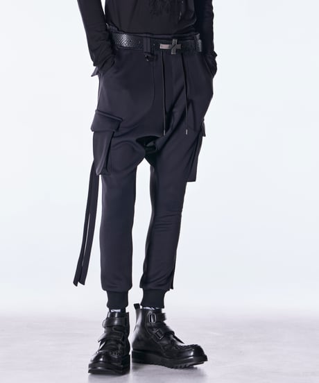 Double Knit Jersey Saruel Pants-Black