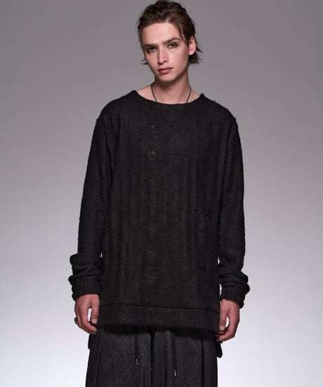 Damage Border PullOver (Black×Black)