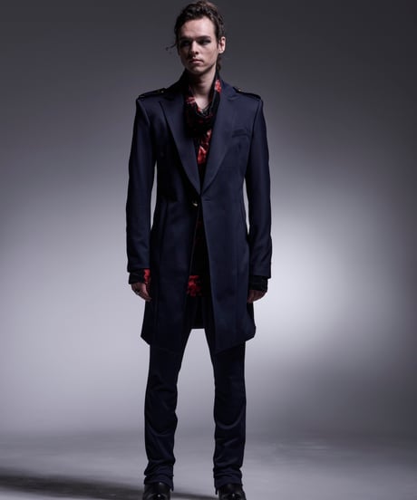 Kersey Jersey Epaulet Peacked Long Jacket (Navy)