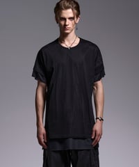 Mesh Crew Neck Layered-T-Shirt