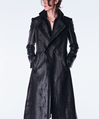 Cross Dot Fleece Long Napoleon Coat
