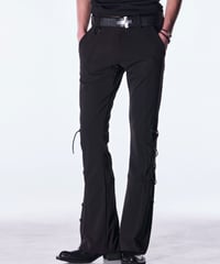 PE Gabadgine Lace Up Flare Slacks
