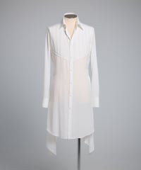 Pin Tuck Flare Shirt (White)
