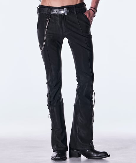 Coating High Tension Jersey Lace Up Flare Pants