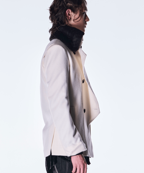 Beaver Fur Napoleon Jacket -White