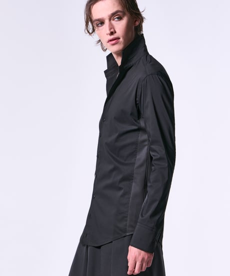 Loan Stand Collar Side Rib Shirt(Black)