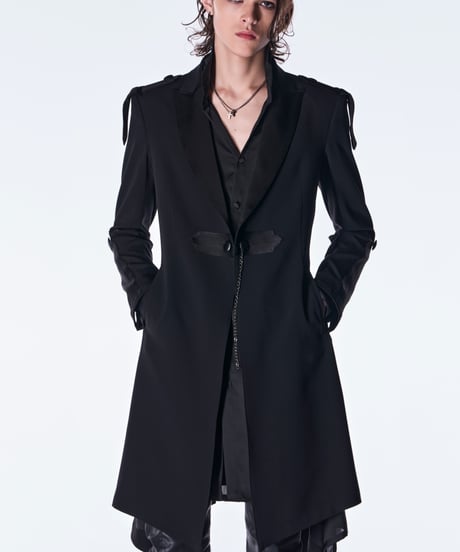 Back Satin Goth Flare Jacket Ⅱ-Black