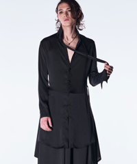 Vintage Satin Stand Collar Flare Shirt