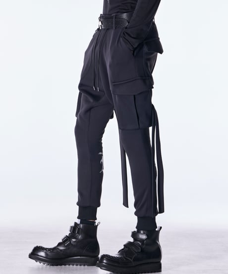 Double Knit Jersey Saruel Pants-Black