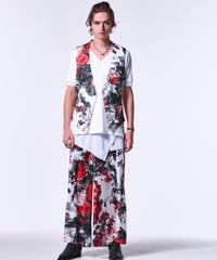 Flora Lace Lace Up Vest(White&Red)