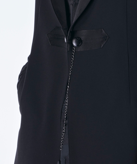 Back Satin Goth Flare Jacket Ⅱ-Black