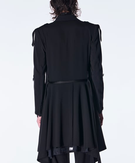 Back Satin Goth Flare Jacket Ⅱ-Black