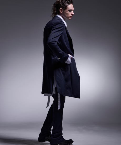 Kersey Jersey Epaulet Peacked Long Jacket (Navy)
