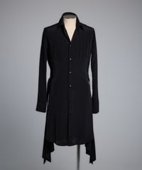 Pin Tuck Flare Shirt (Black)