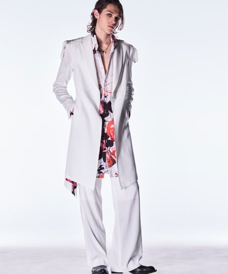 Back Satin Goth Flare Jacket Ⅱ-White