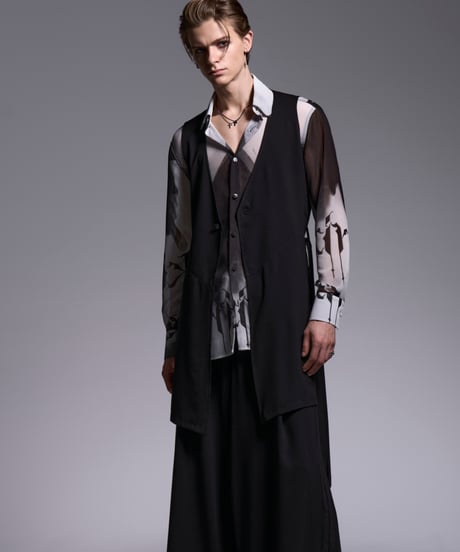 Crape Long Flare Vest