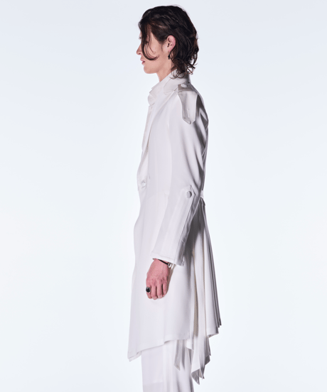 Back Satin Goth Flare Jacket Ⅱ-White