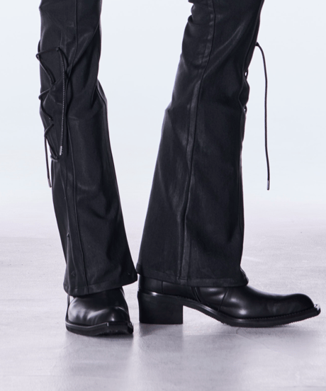 Coating High Tension Jersey Lace Up Flare Pants