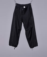 Line Loose Pants Sustinable Tuffeta(Black＆Black)