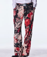 Beige Flora Wide Slacks