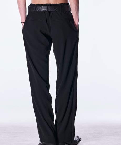 Back Satin Wide Slacks-Black