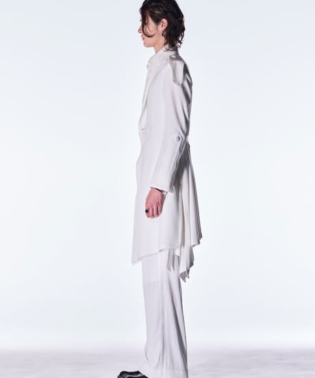 Back Satin Goth Flare Jacket Ⅱ-White