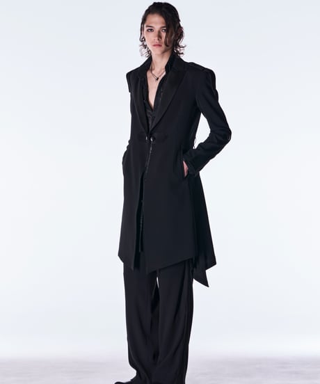 Back Satin Wide Slacks-Black
