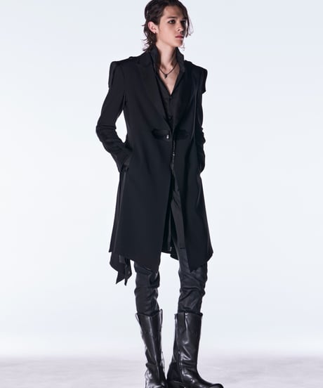 Back Satin Goth Flare Jacket Ⅱ-Black