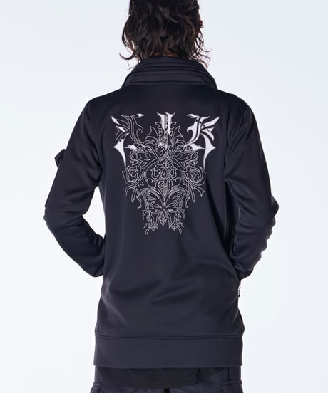 Double Knit Jersey Stand Collar Blouson-Black