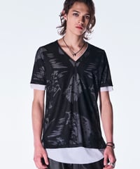 Opal Mesh Layered T-Shirt- Black/White