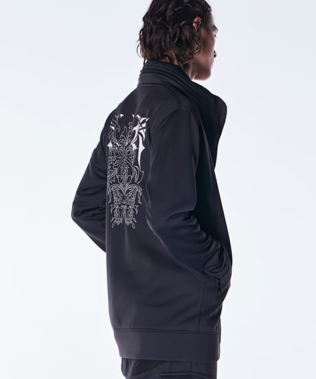 Double Knit Jersey Stand Collar Blouson-Black