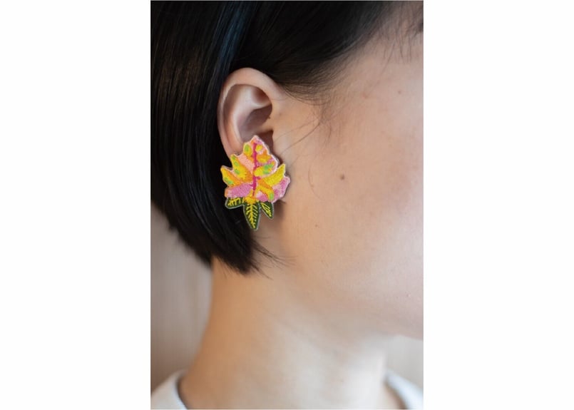刺繍アクセサリー 黄-き-マンゴー | 山鳥商店