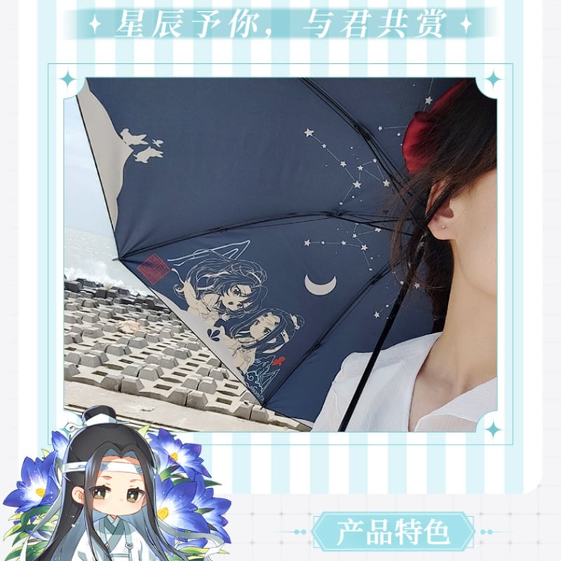 幸福の星雨 ユニセックス晴雨兼用傘】一級遮光-キューブ-長-ネイビー