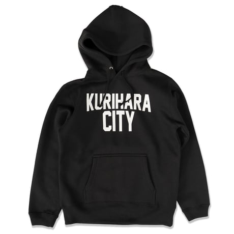 KURIHARA CITY 10.0オンス裏起毛プルオーバー パーカ（ブラック）