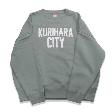 KURIHARA CITY 10.0オンス裏起毛 ビッグシルエット スウェット（スモーキーグリーン）